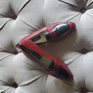 Bally 7.5 red and black women's loafers